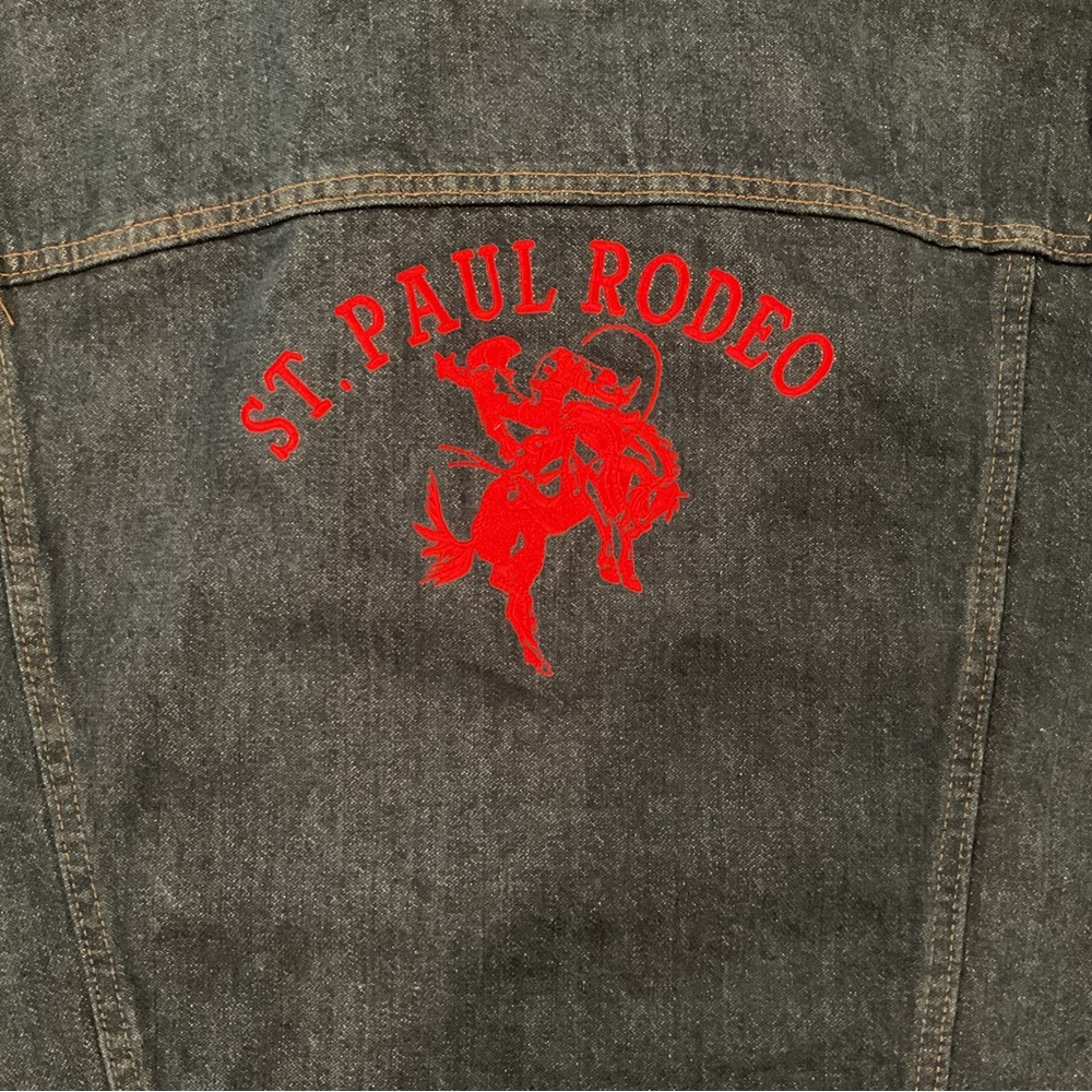 Wrangler Men's Dark Blue Denim Jacket St Paul Rodeo Embroidered NWOT - Picture 5 of 9